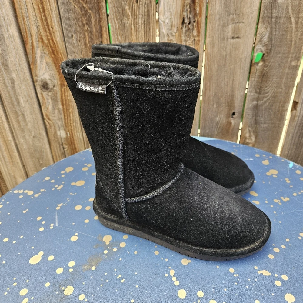 Bearpaw Black Suede Boots Women Size 5 - Picture 6 of 15
